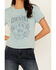 Image #3 - Cleo + Wolf Women's Aiden Short Sleeve Cropped Graphic Tee, Aqua, hi-res