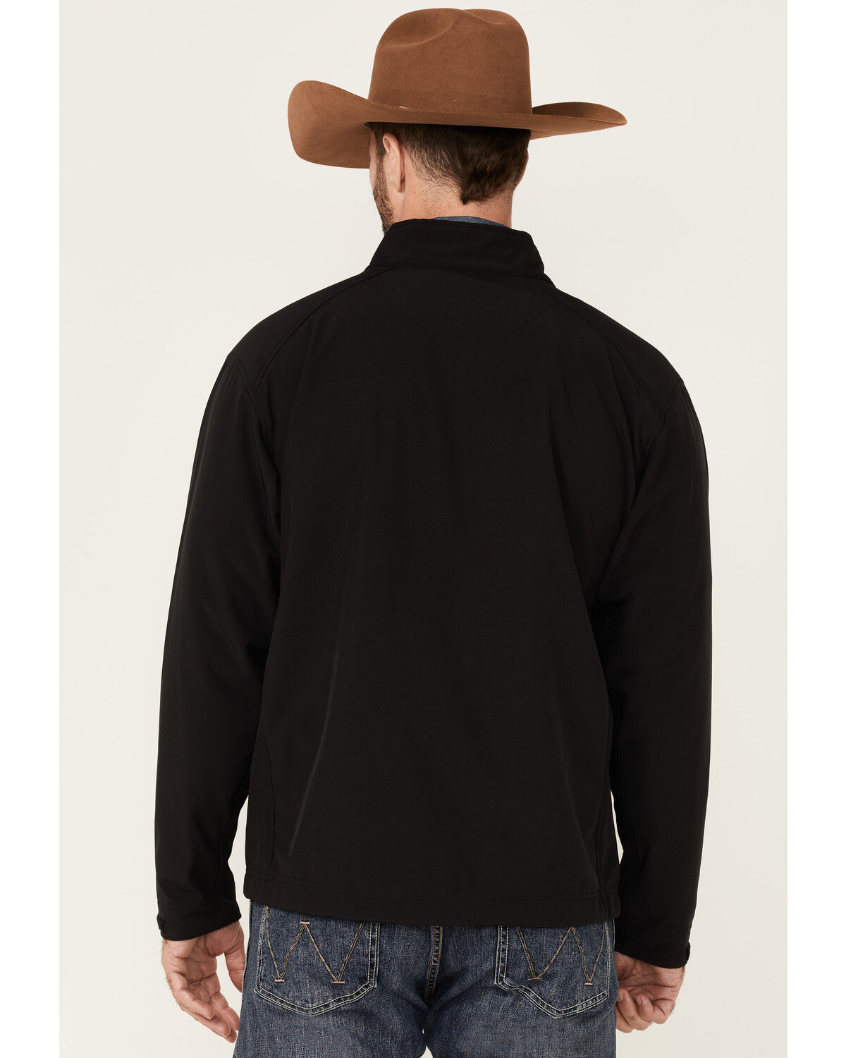Image #4 - Justin Men's Solid Stillwater Logo Sleeve Zip-Front Fleece Jacket, Black, hi-res