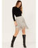 Image #1 - Wonderwest Women's Suede Fringe Mini Skirt, Grey, hi-res