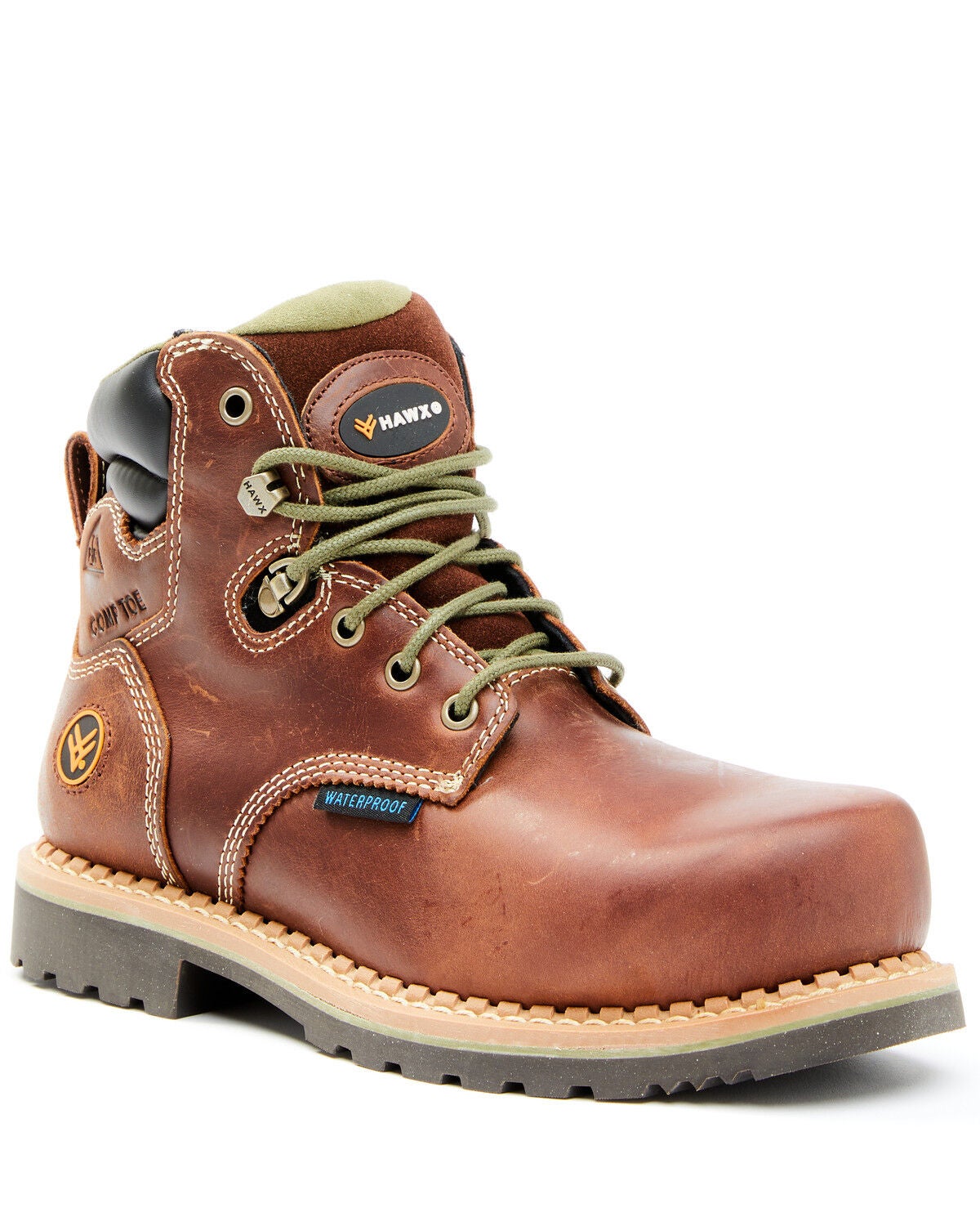 Hawx Women's 6" Platoon Waterproof Work Boots - Composite Toe, Brown, hi-res
