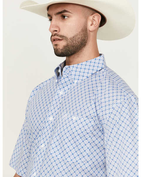 Image #2 - George Strait by Wrangler Men's Circle Geo Print Short Sleeve Button-Down Stretch Western Shirt , Blue, hi-res