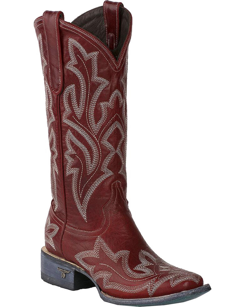 Lane Women's Saratoga Red Fancy Stitch Cowgirl Boots - Square Toe, Red, hi-res