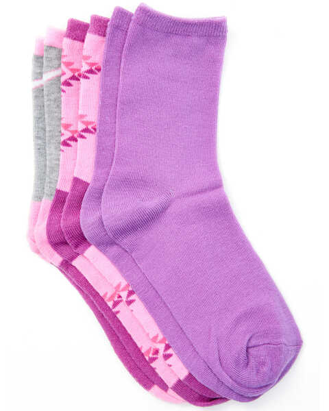 Image #3 - Leg Apparel Kids' 3-Pack Pink & Purple Desert Life Southwestern Longhorn Crew Socks, Purple, hi-res