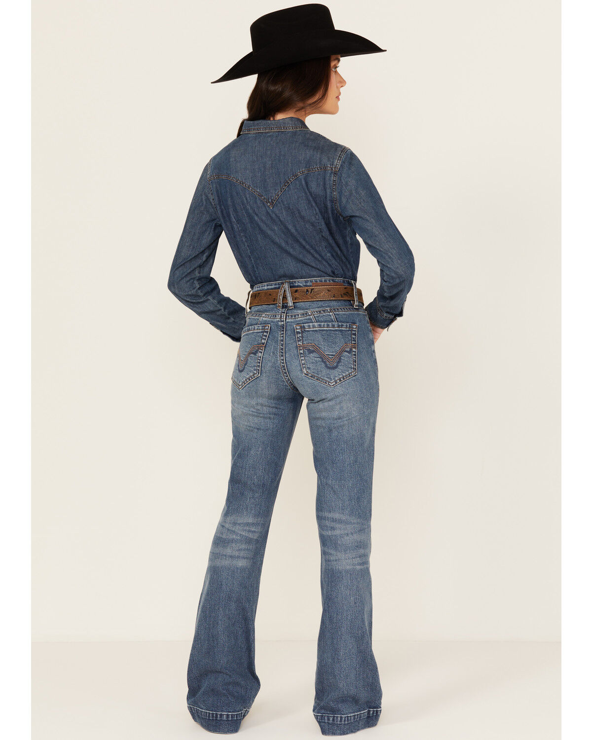 Image #3 - Rock & Roll Denim Women's Medium Wash High Rise Trouser Stretch Denim Jeans, Medium Wash, hi-res