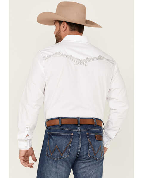 Image #4 - Rock 47 By Wrangler Men's Embroidered Long Sleeve Pearl Snap Western Shirt , White, hi-res