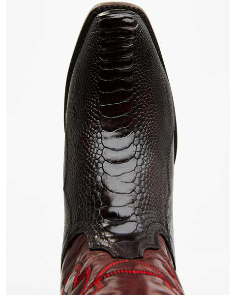Image #6 - Dan Post Men's 12" Exotic Ostrich Leg Western Boots - Square Toe , Black Cherry, hi-res