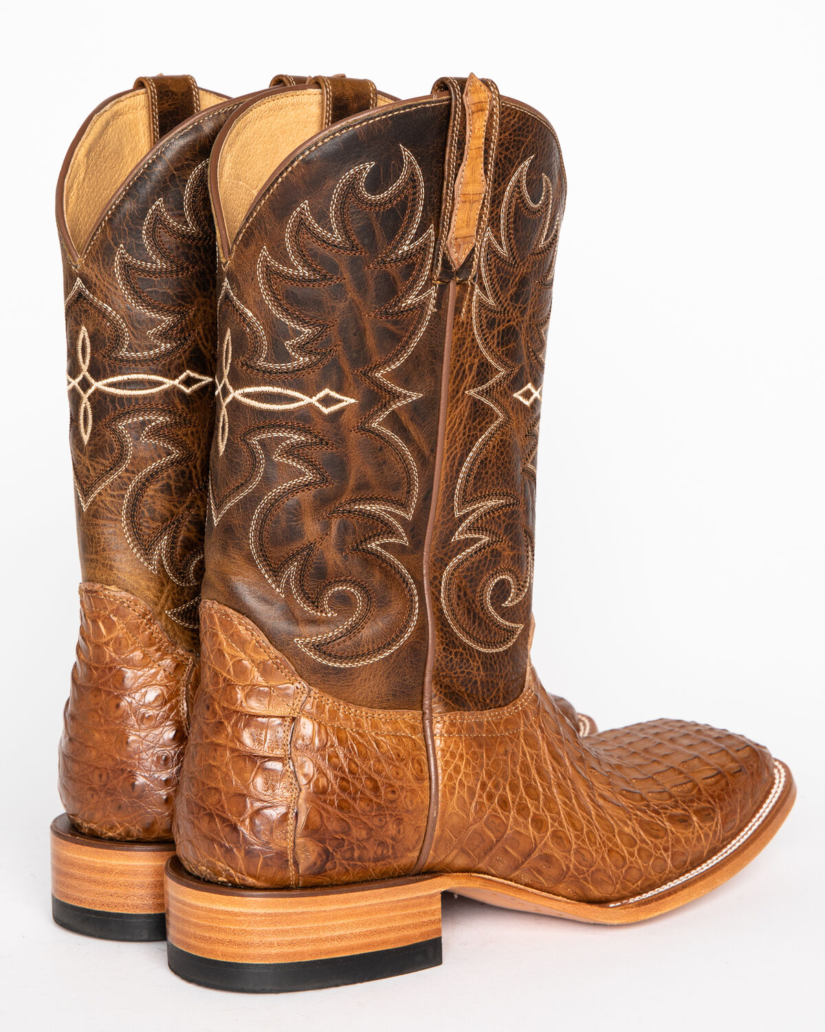 Image #8 - Cody James Men's Burnished Caiman Exotic Boots - Broad Square Toe, Brown, hi-res