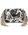 Image #1 - Wrangler Women's Cow Print Fringe Crossbody Bag, Coffee, hi-res