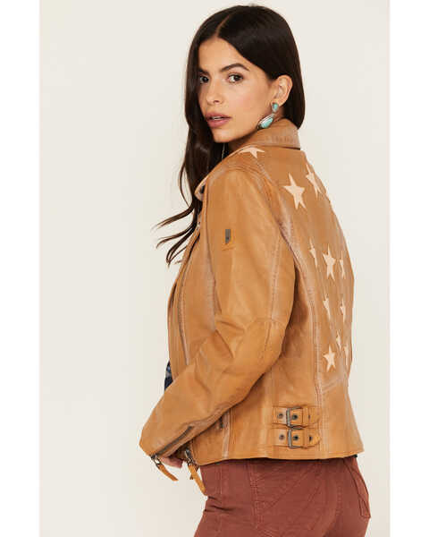 Image #1 - Mauritius Women's Christy Scatter Star Leather Jacket , Tan, hi-res