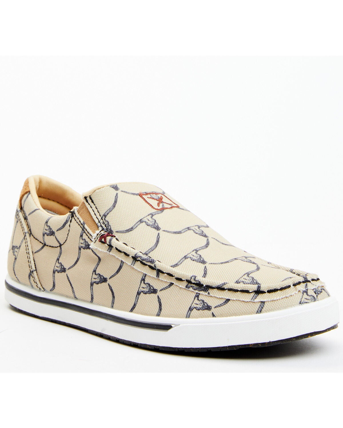 Image #1 - Twisted X Women's Steerhead Skull Print Slip-On Casual Shoe - Moc Toe, Beige/khaki, hi-res