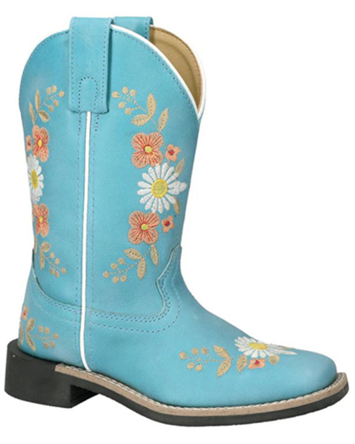 Image #1 - Smoky Mountain Girls' Desert Flowers Boots - Broad Square Toe, Turquoise, hi-res