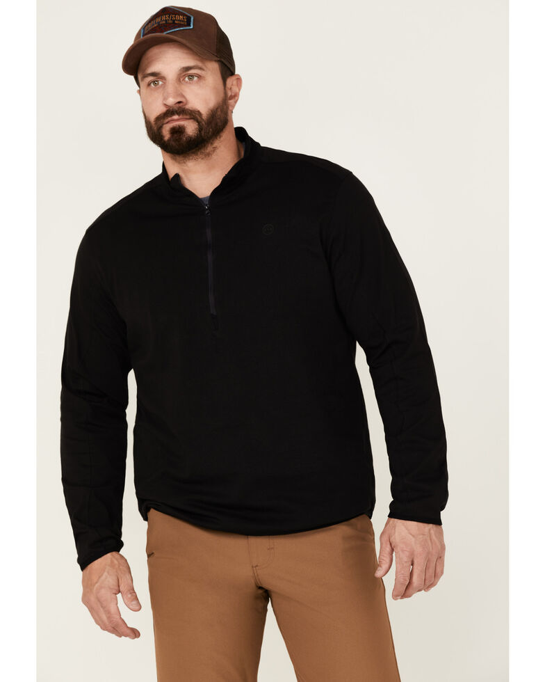 Wrangler ATS Men's All-Terrian Solid Black 1/2 Zip Performance Pullover , Black, hi-res
