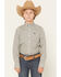 Image #1 - Cinch Boys' Geo Print Long Sleeve Button-Down Western Shirt, Cream, hi-res