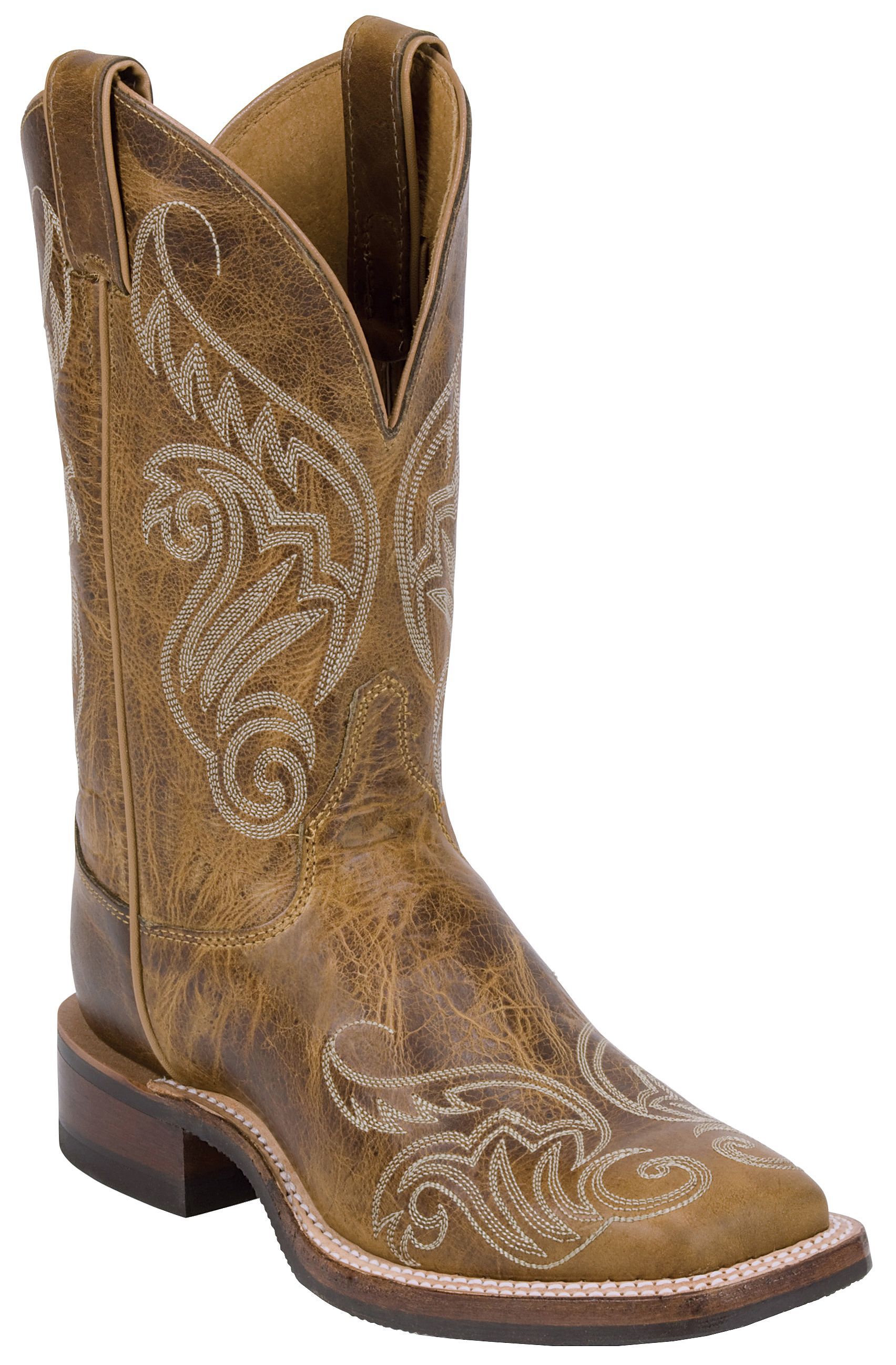 Justin Women's Bent Rail Llano Western Boots - Broad Square Toe, Tan, hi-res