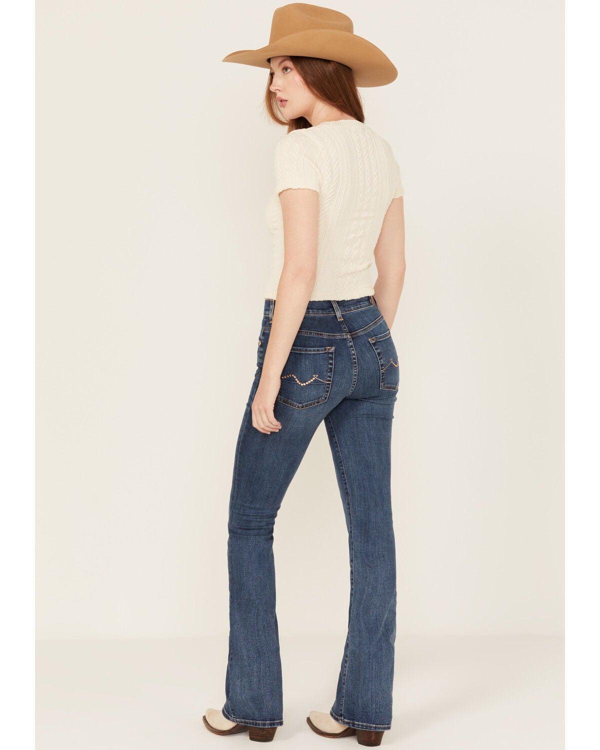 7 For All Mankind Women's Dark Wash Soho Mid Rise Embellished Bootcut Stretch Denim Jeans, Dark Wash, hi-res