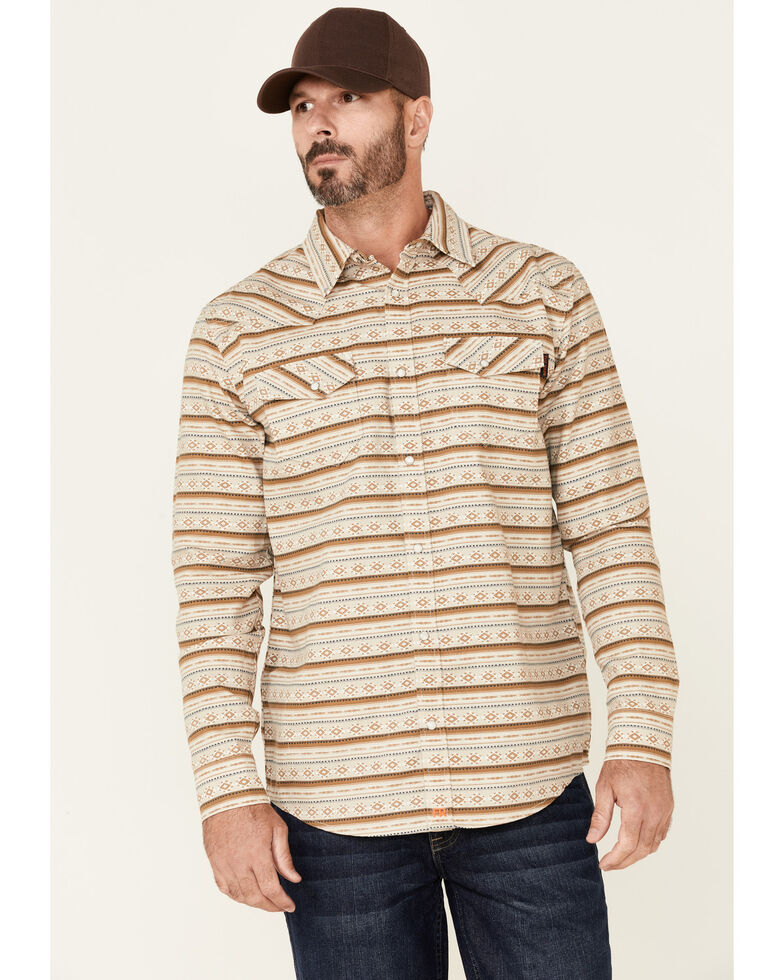 Cody James Men's FR Tan Striped Long Sleeve Work Shirt , Tan, hi-res