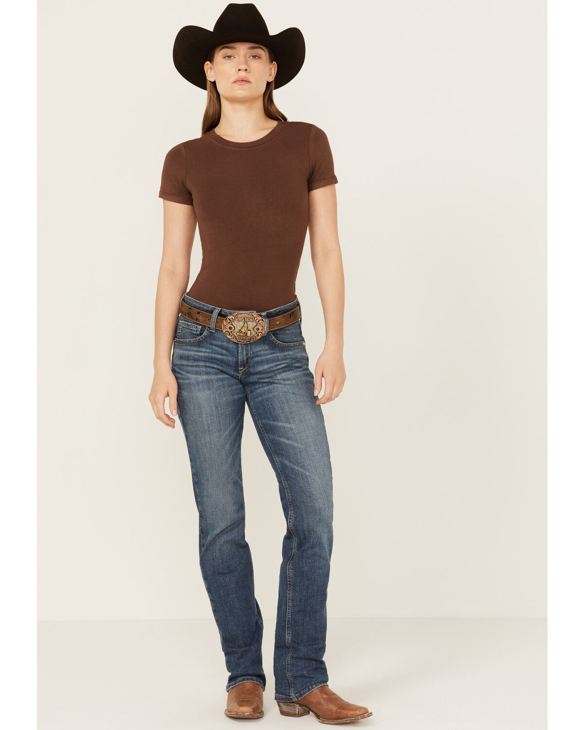 Image #3 - Ariat Women's Abigail Dark Wash Perfect Rise Straight Stretch Denim Jeans, Dark Wash, hi-res