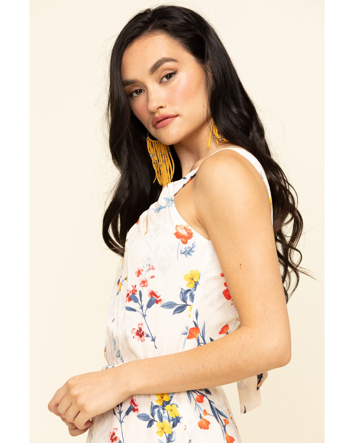 Image #5 - Miss Me Women's Floral Cutout Halter Mini Dress, Ivory, hi-res