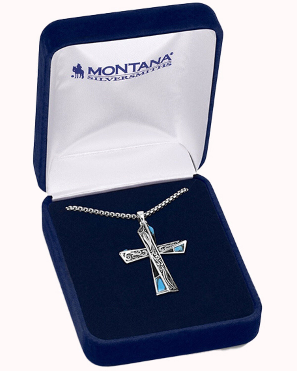Image #3 - Montana Silversmiths Still Waters Turquoise Cross Necklace, Silver, hi-res