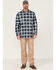 Hawx Men's FR Plaid Print Long Sleeve Button Down Work Shirt , Navy, hi-res