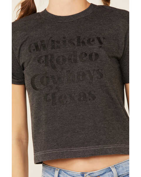 Image #3 - Ali Dee Women's Charcoal Rodeo Whiskey Cowboys Texas Graphic Tee , Charcoal, hi-res