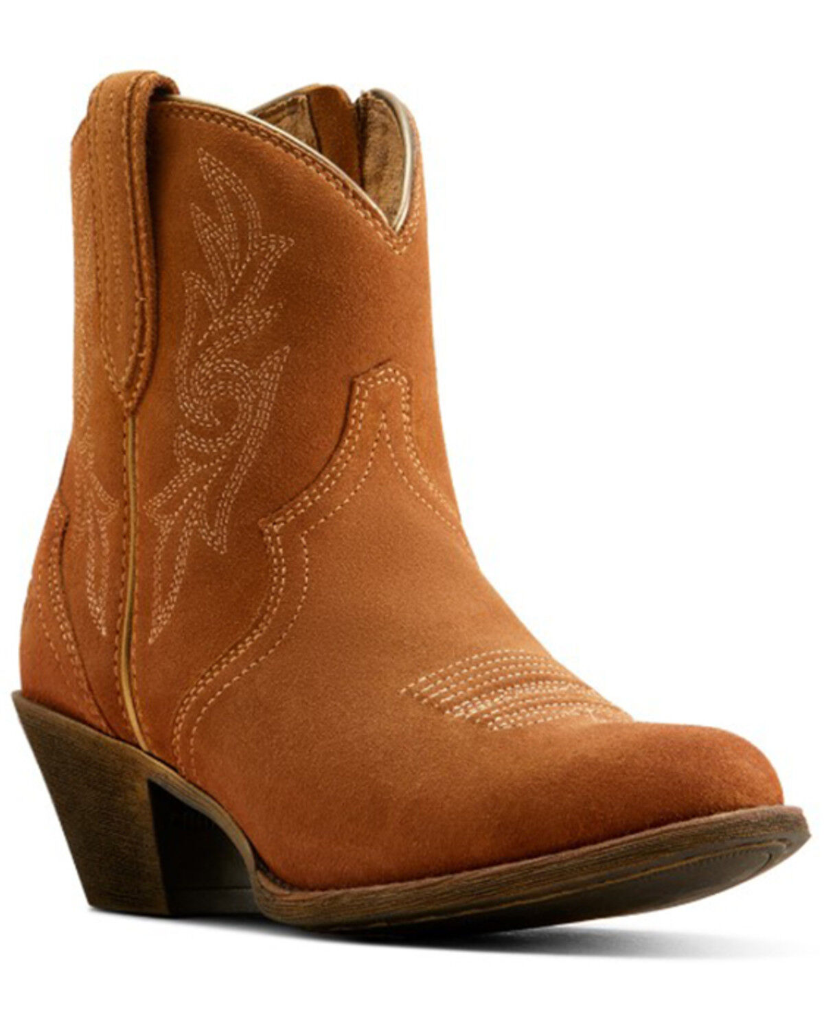 Image #1 - Ariat Women's Harlan Suede Western Booties - Round Toe, Brown, hi-res