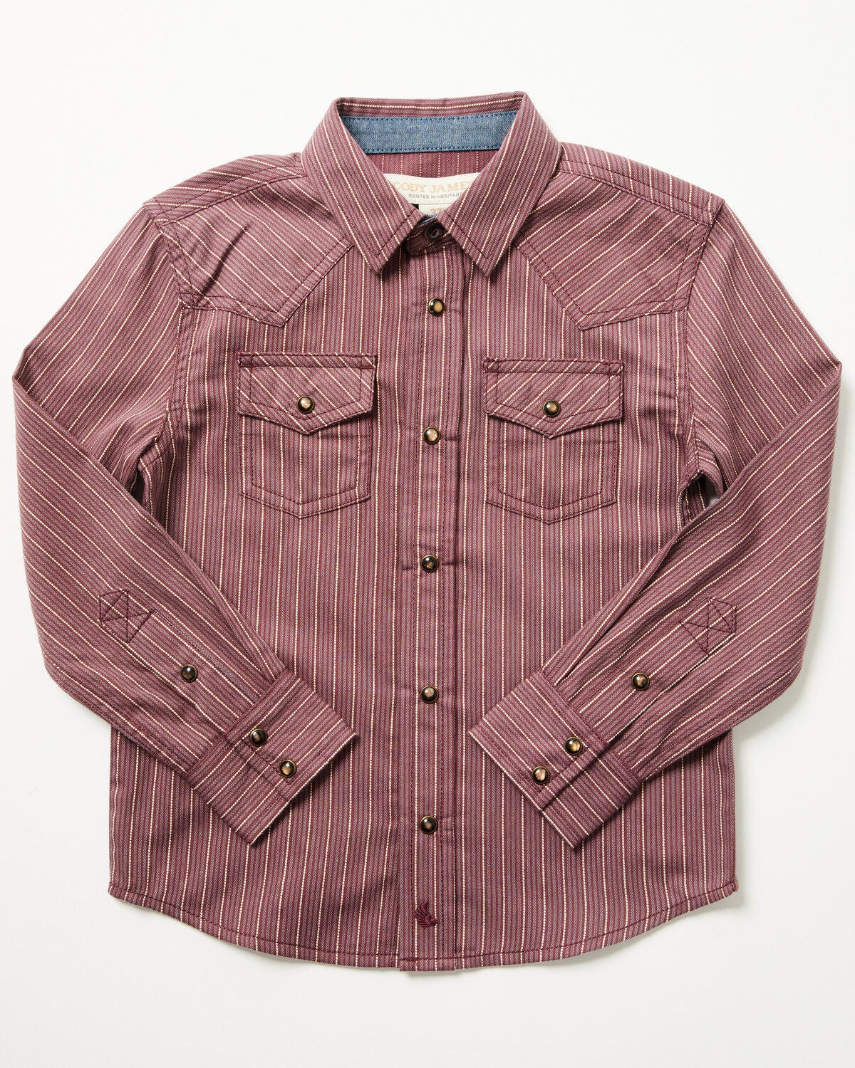 Cody James Toddler Boys' Everest Peak Striped Print Long Sleeve Snap Western Shirt, Burgundy, hi-res