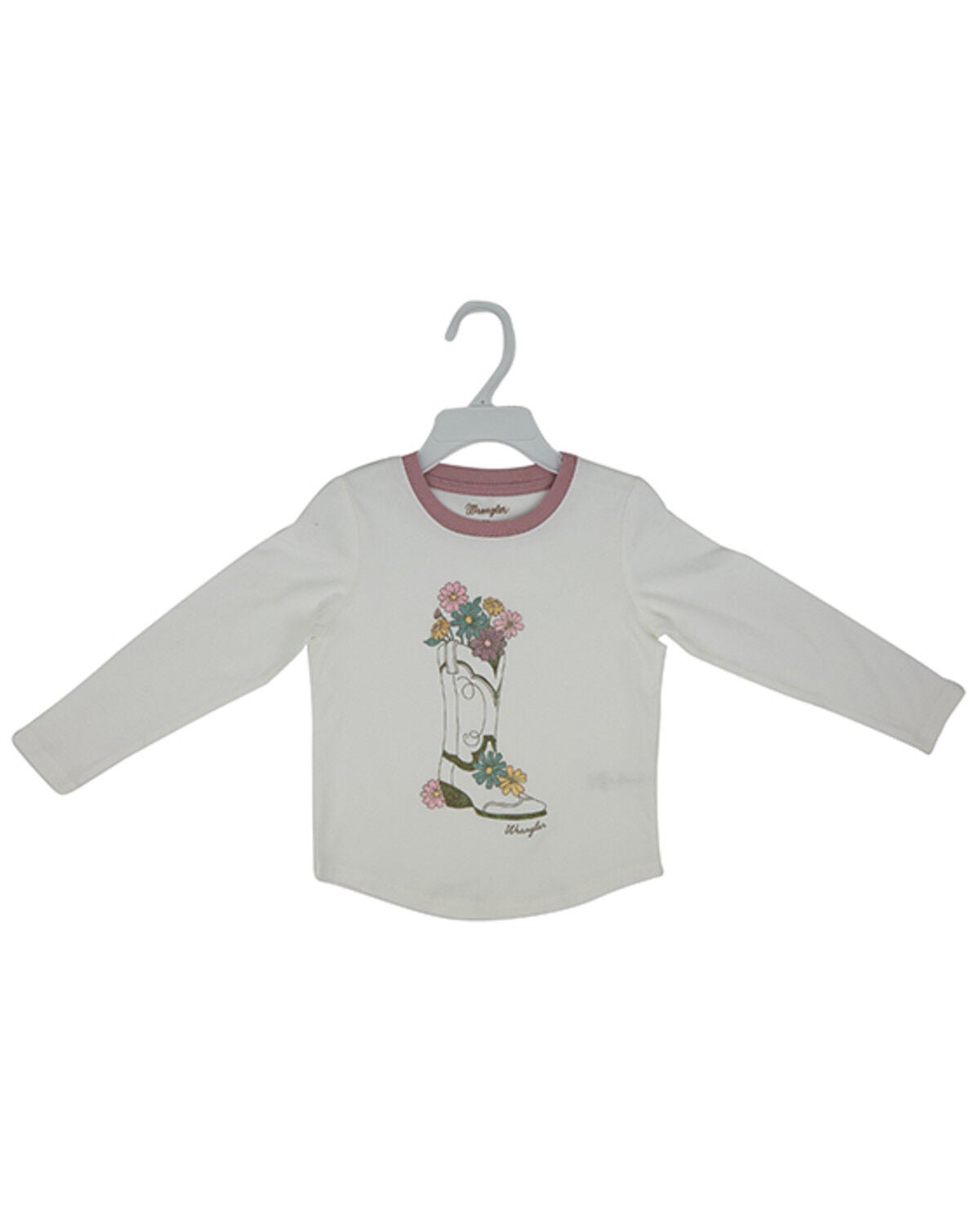 Image #1 - Wrangler Toddler Girls' Flower Boot Long Sleeve Graphic T-Shirt, White, hi-res