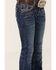 Image #2 - Shyanne Little Girls' Dark Wash Arrow Embroidered Stretch Bootcut Jeans, Blue, hi-res