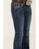 Image #2 - Shyanne Little Girls' Dark Wash Arrow Embroidered Stretch Bootcut Jeans , Blue, hi-res