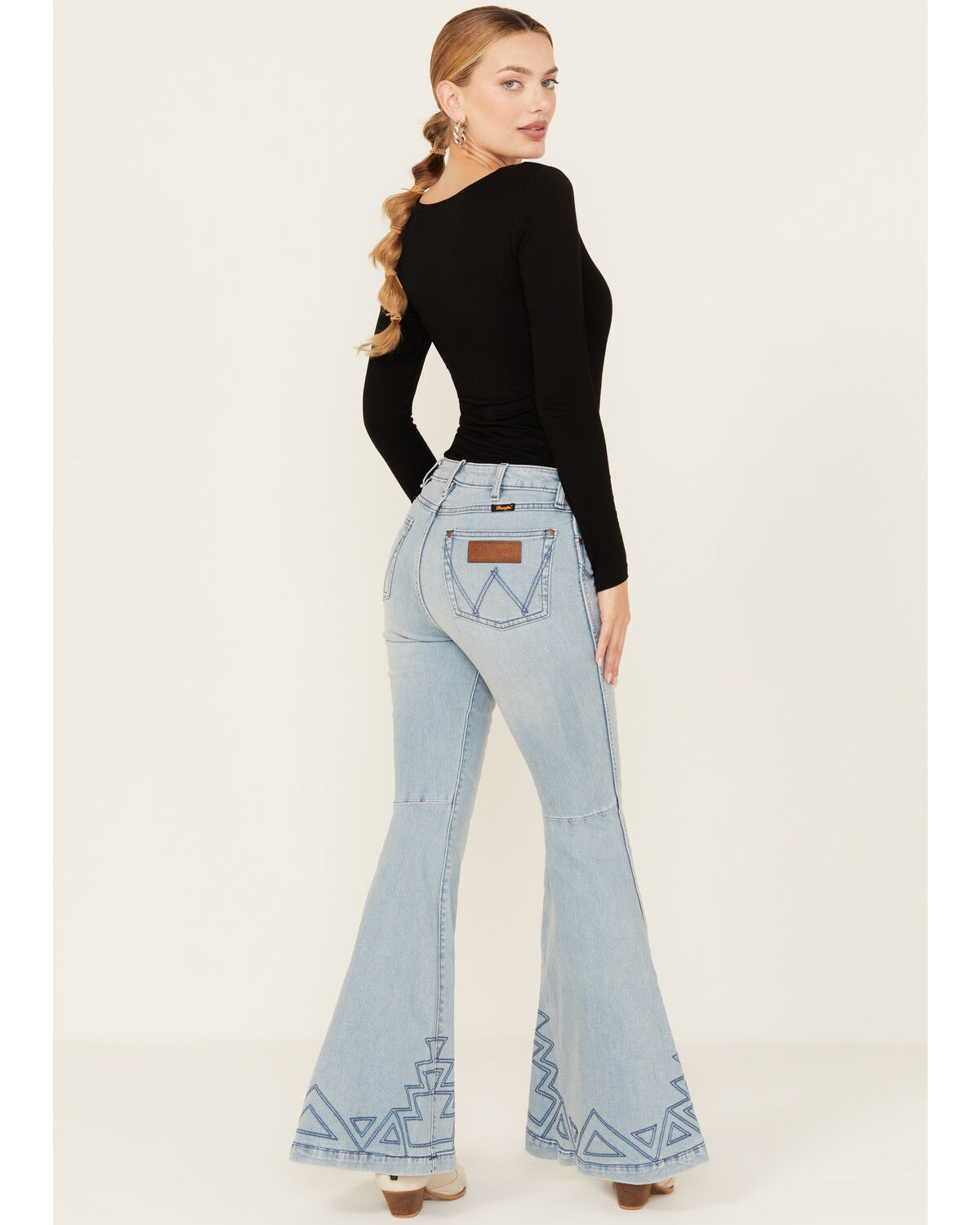 Image #3 - Wrangler Retro Women's Light Wash Embroidered High Rise Flare Jeans, , hi-res