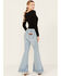 Wrangler Retro Women's Light Wash Embroidered High Rise Flare Jeans , Light Wash, hi-res