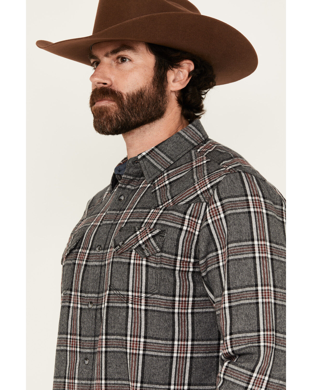 Image #2 - Moonshine Spirit Men's Badger Plaid Print Long Sleeve Snap Western Shirt, Black, hi-res