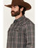 Image #2 - Moonshine Spirit Men's Badger Plaid Print Long Sleeve Snap Western Shirt, Black, hi-res