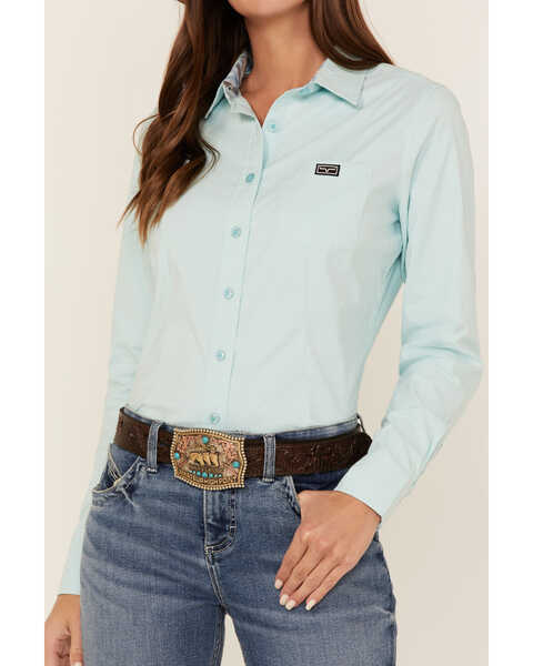 Kimes Ranch Women's Linville Long Sleeve Western Button Down Shirt, Turquoise, hi-res