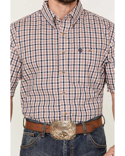 Image #3 - George Strait By Wrangler Men's Plaid Short Sleeve Button Down Western Shirt , Red, hi-res