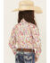 Image #4 - Cowgirl Hardware Girls' Floral Print Long Sleeve Rhinestone Snap Stretch Western Shirt, Pink, hi-res