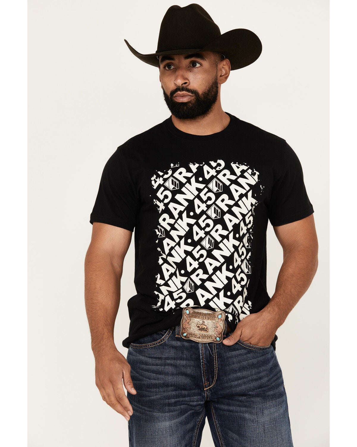 Image #1 - RANK 45&reg; Men's Exploded Logo Short Sleeve Graphic T-Shirt, Black, hi-res