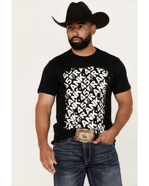 Image #1 - RANK 45® Men's Exploded Logo Short Sleeve Graphic T-Shirt , Black, hi-res