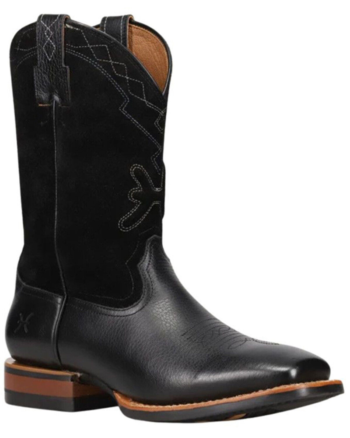 Frye Men's Hauser Logo Stitch Performance Western Boots - Broad Square Toe, Black, hi-res