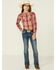 Ariat Girls' R.E.A.L Enchanting Plaid Embroidered Yoke Long Sleeve Snap Western Shirt , Pink, hi-res