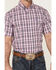Image #3 - Panhandle Select Men's Small Plaid Print Short Sleeve Button-Down Western Shirt , Purple, hi-res