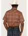 Cody James Men's Easl End Large Plaid Short Sleeve Snap Western Shirt , Brown, hi-res