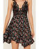 Free People Women's Adella Floral Print Sleeveless Slip Dress, Black, hi-res