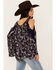 Image #4 - Bila Women's Floral Print Long Sleeve Cold Shoulder Shirt, Blue, hi-res