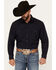 Image #1 - Rough Stock by Panhandle Men's Striped Long Sleeve Snap Western Shirt, Black, hi-res