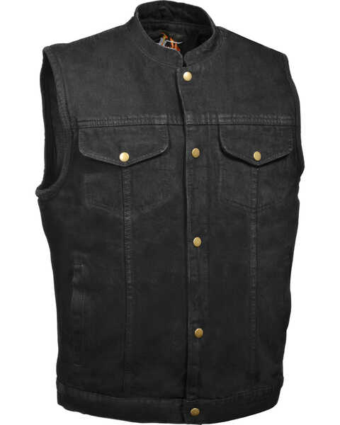 Milwaukee Leather Men's Snap Front Denim Club Style Vest with Gun Pocket - Big - 4X, Black, hi-res