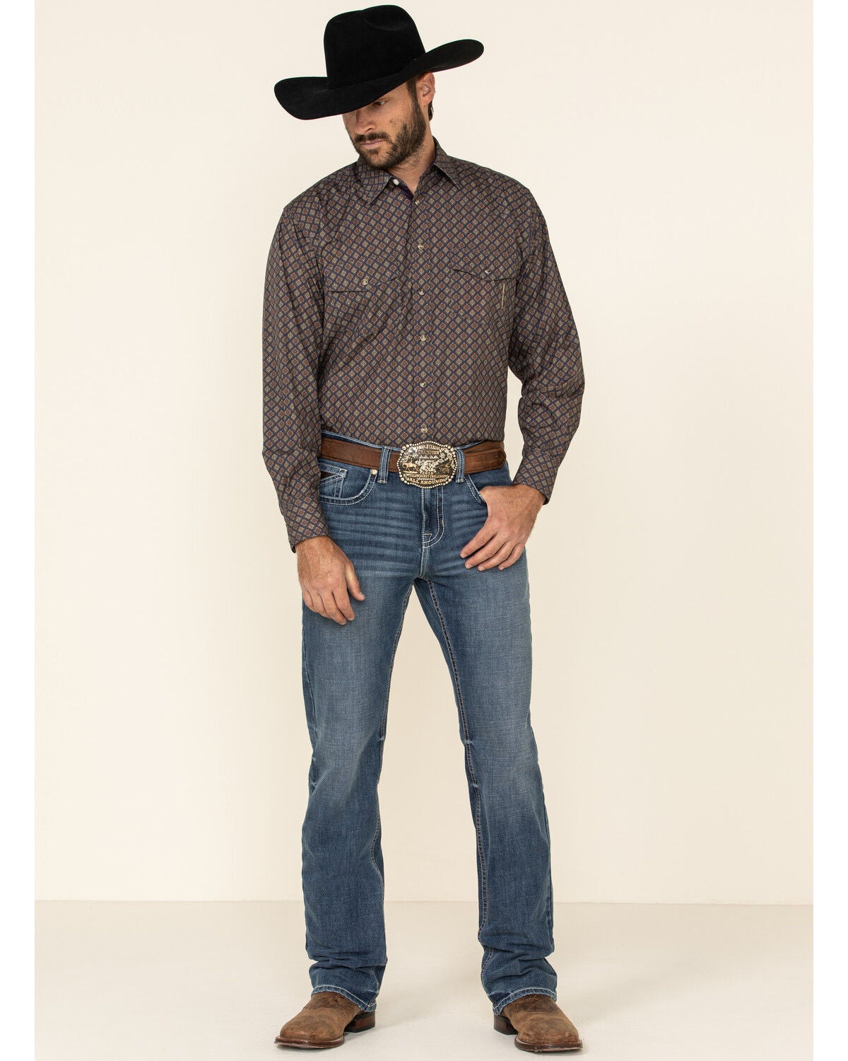 Resistol Men's Navy Byron Geo Print 