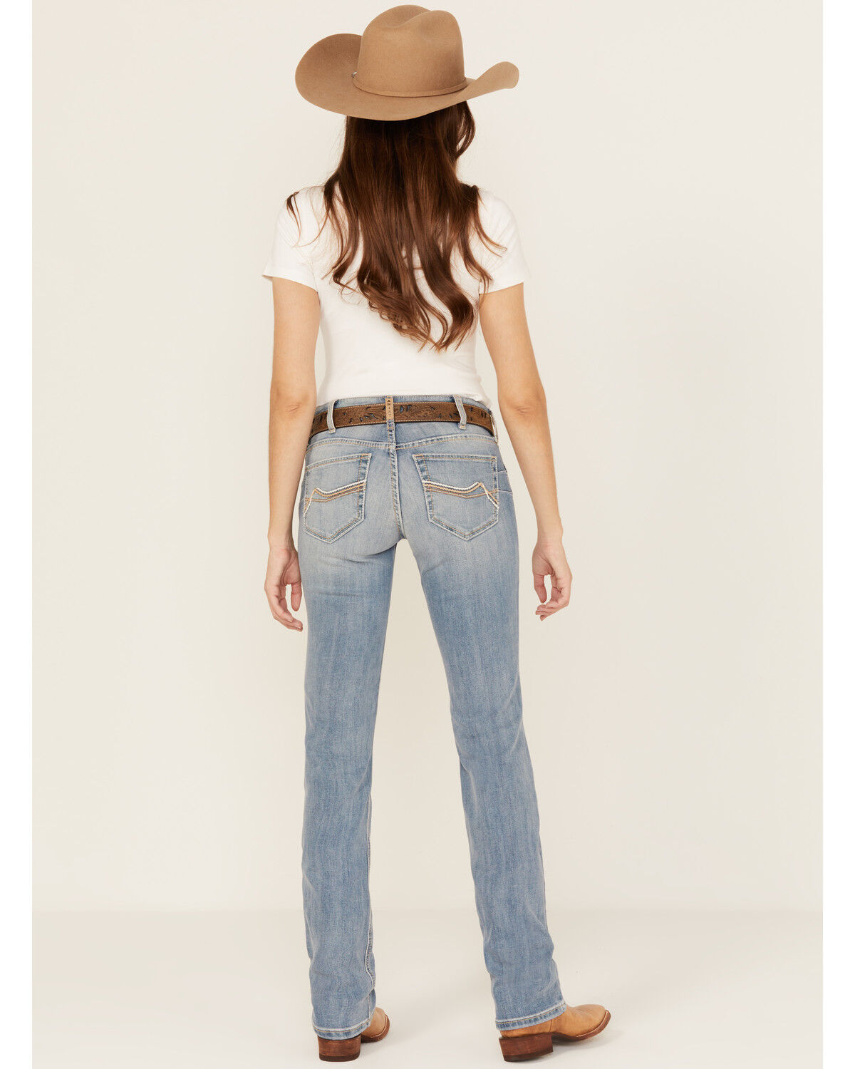 Image #3 - Ariat Women's Mallory Medium Wash Mid Rise Straight Stretch Denim Jeans, Medium Wash, hi-res