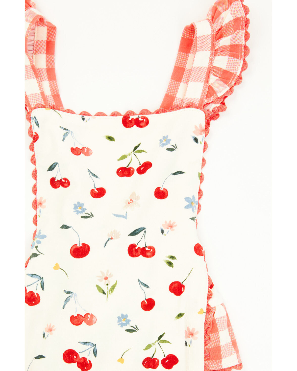 Image #2 - Angel Dear Infant Girls' Cherry Ruffle Sleeve Snap Onesie, Cream, hi-res